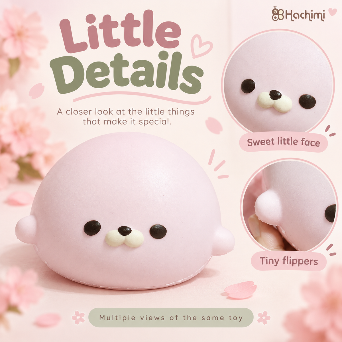Hachimi Pink Seal Squishy — Pink — image 3