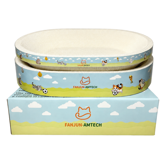 FANJUN-AMTECH three-piece stackable white corrugated cat scratcher set