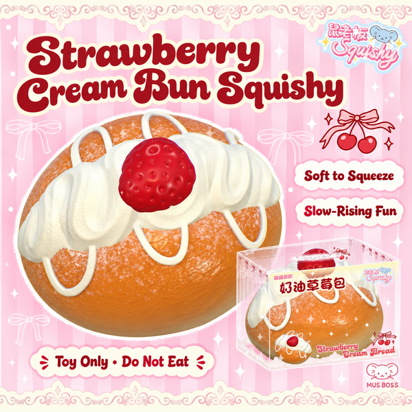 MUS BOSS Strawberry Cream Bun Squishy